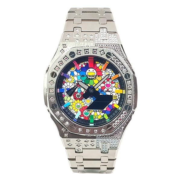 Кастомные часы Casio G-Shock Сверкающая Орбита Цветочный Указ, вид сбоку. CasiOAK Custom, кастомные часы Casio ручная сборка